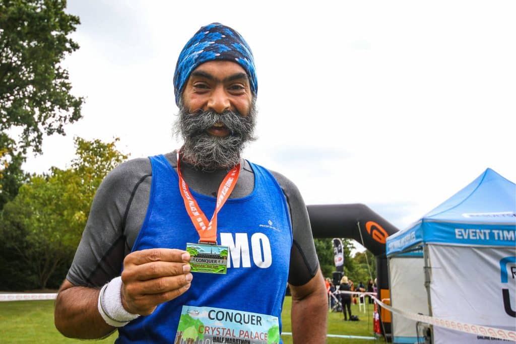 Man finishing charity run